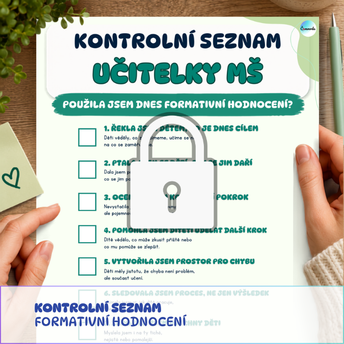 Kontrolní seznam pro učitelky MŠ - formativní hodnocení k tisku