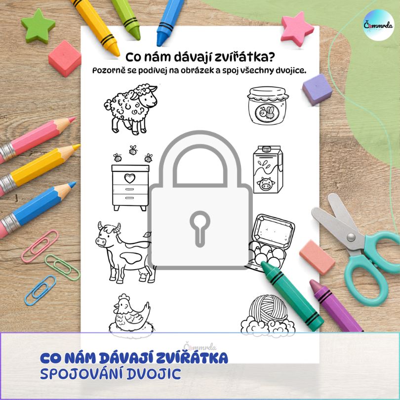 Co nám dávají zvířátka - pracovní list