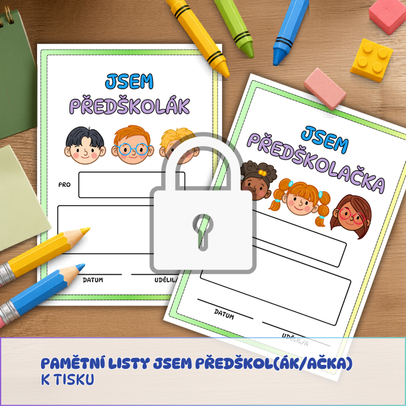 jsem předškolák pamětní list na začátek školního roku ke stažení a k tisku