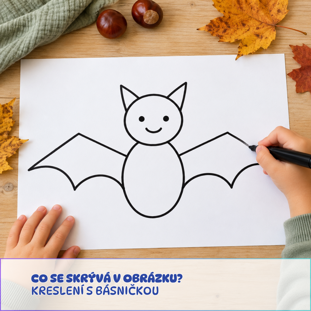 Kreslení s básničkou, pdf k tisku, netopýr