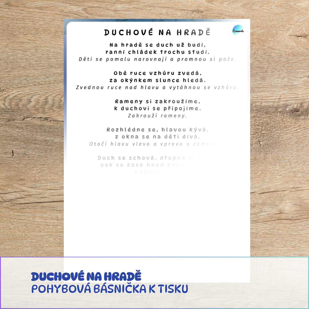 Duchové na hradě, básnička s pohybem pro děti předškolního věku