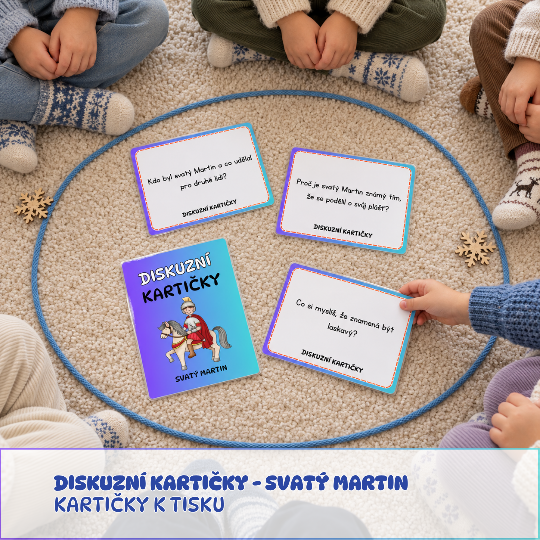 diskuzní karty na svátek svatého Martina, aktivita k tisku pro komunitní kruh