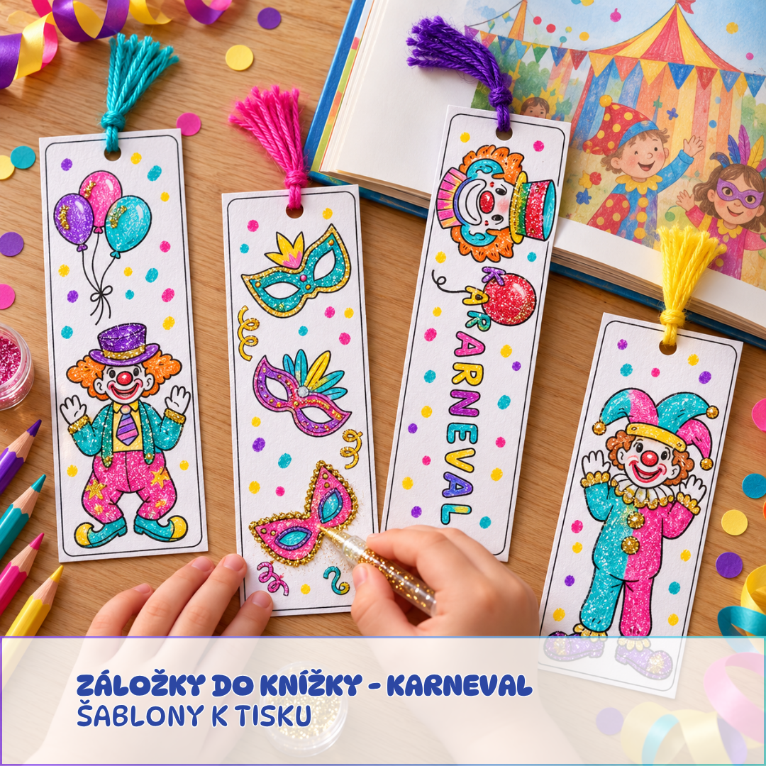 Záložky - Karneval k dotvoření pro děti