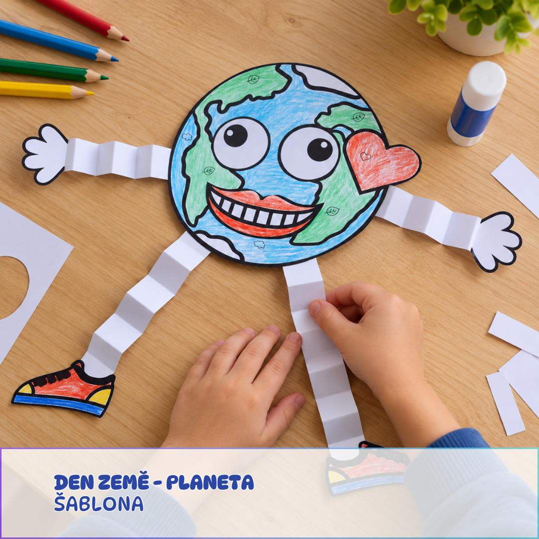 Planeta Země - šablona k tvoření pro děti