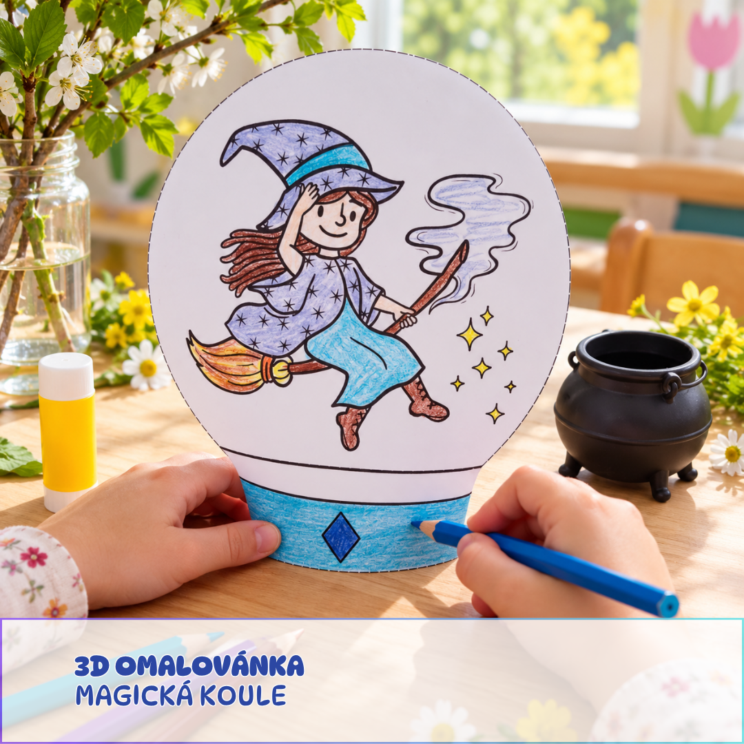 Čarodějnice - 3D omalovánka k dotvoření