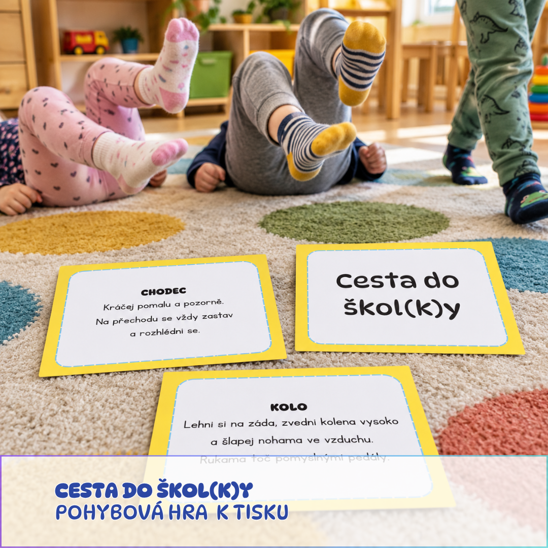 Cesta do školky - pohybová hra - kartičky k tisku
