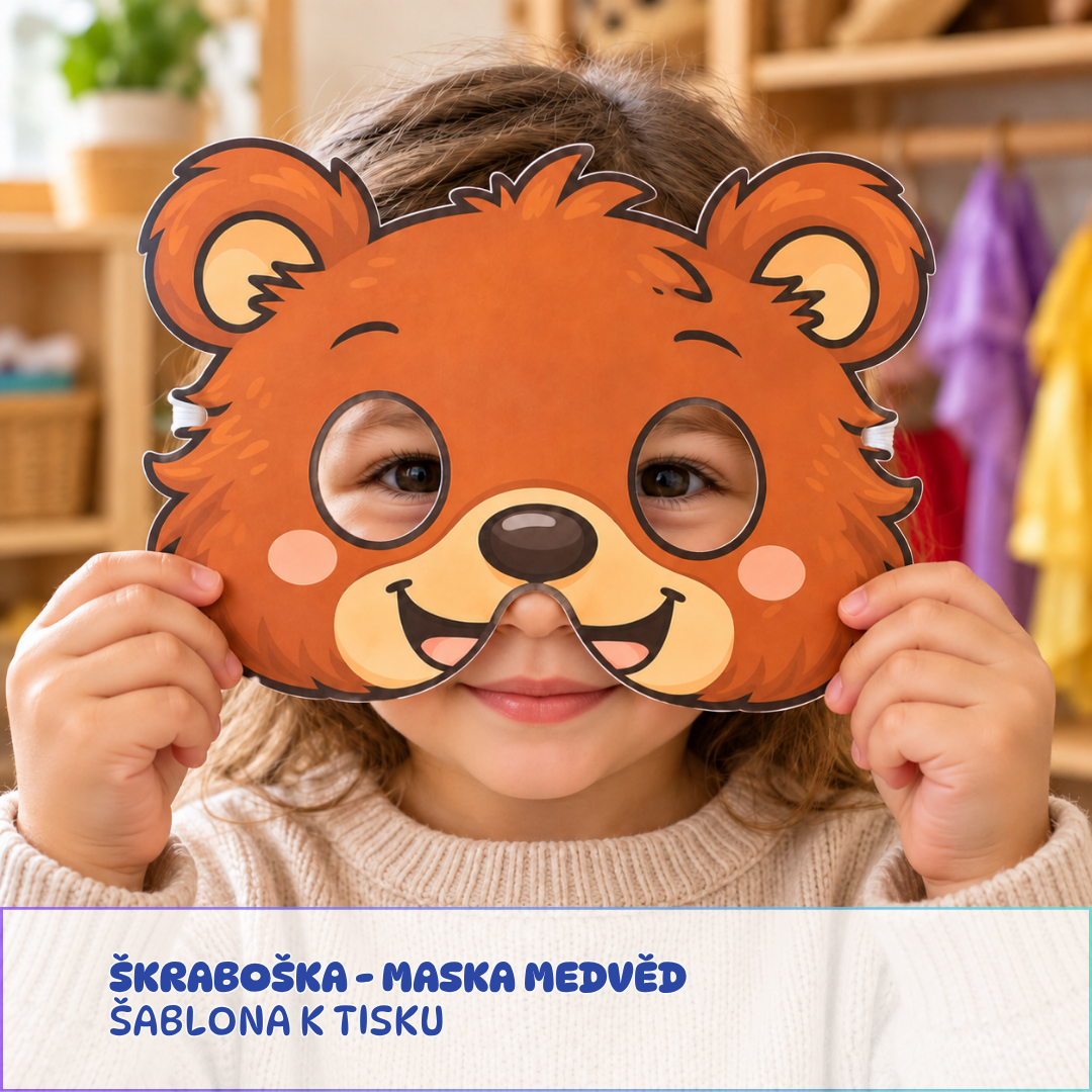Škraboška medvěd - šablona k tisku